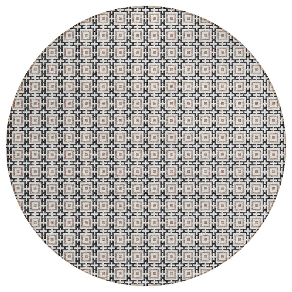 Indoor/Outdoor Marlo MO1 Black Machine Washable 8' x 8' Rug