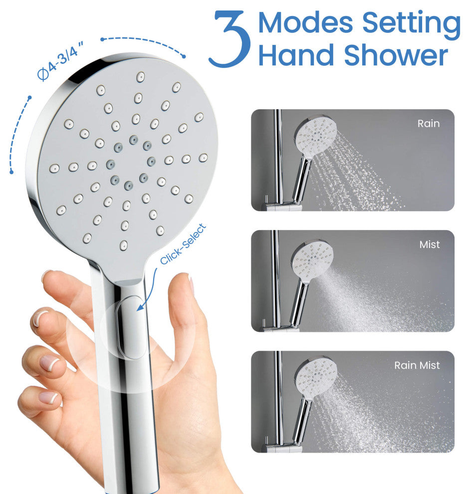 Circular Shower Column With Dual Function Shower Head, Chome, Without Rough in Valve