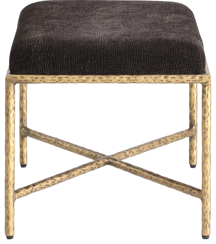 Valley Upholstered Bench, Brown, 25" W x 18" D, Gold, Chenille Fabric