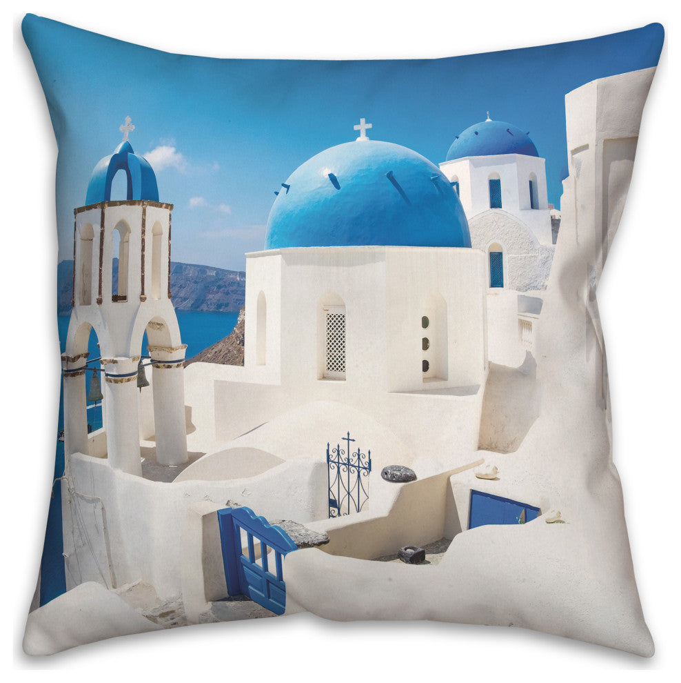 Santorini Buildings 2 18x18 Spun Poly Pillow