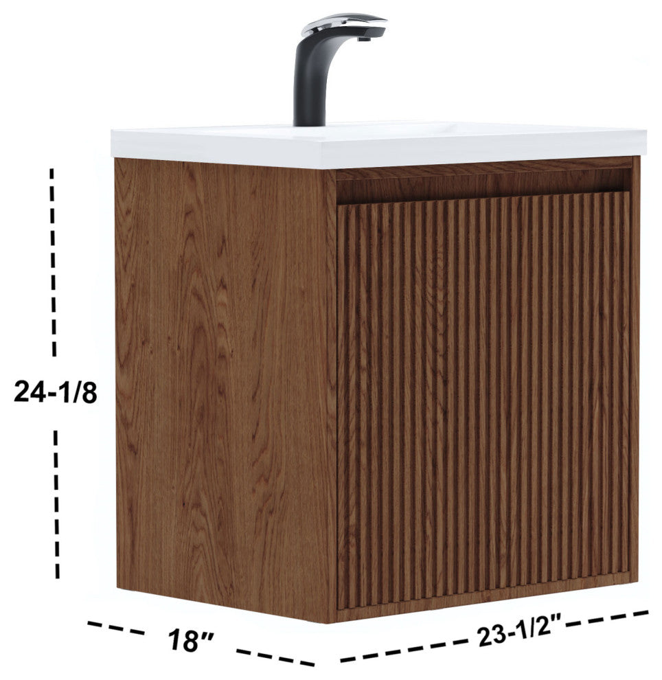 Flutie 24" Bathroom Vanity Set, Walnut