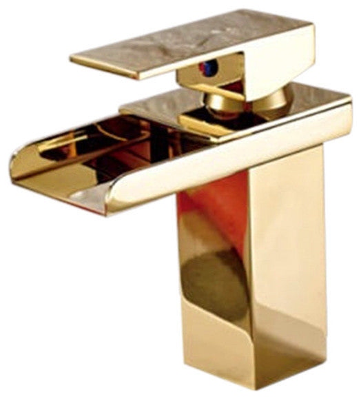 Single Lever Waterfall Gold Bathroom Sink Basin Faucet