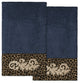 Linum Home Turkish Cotton April 2-Piece Bath Towel Set, Midnight Blue