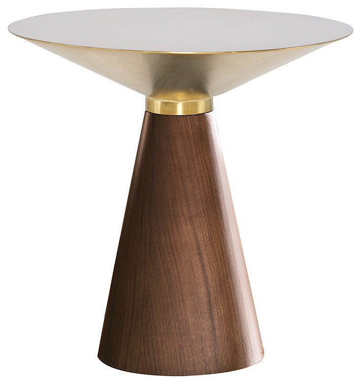 Iris 16-inch Side Table in Walnut and Brushed Gold