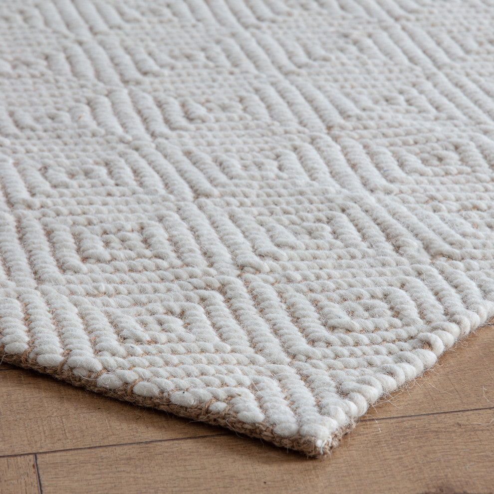 5' x 8' Chillon Natural and Wool Diamond Rectangle Area Rug