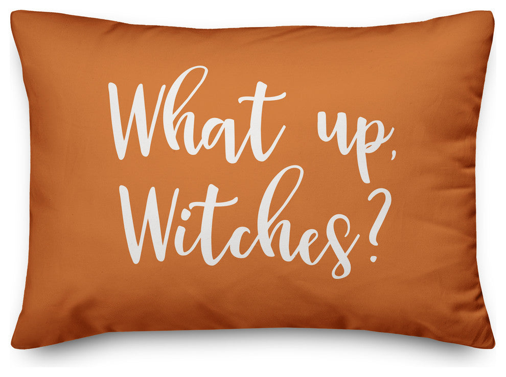 What Up, Witches? Lumbar Pillow, Orange, 14"x20"