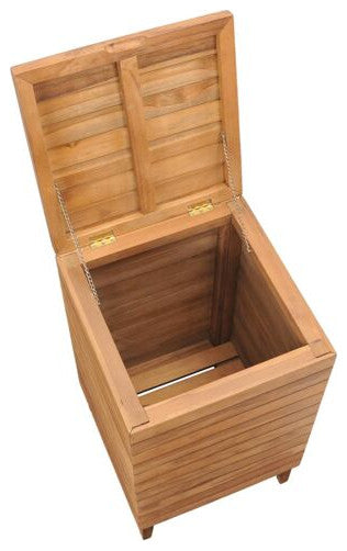 vidaXL Solid Teak Wood Laundry Basket 15.7"x15.7"x27.6" Wooden Clothes Box