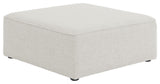Cube Upholstered Modular Component, Cream, Linen Texured Fabric, Ottoman