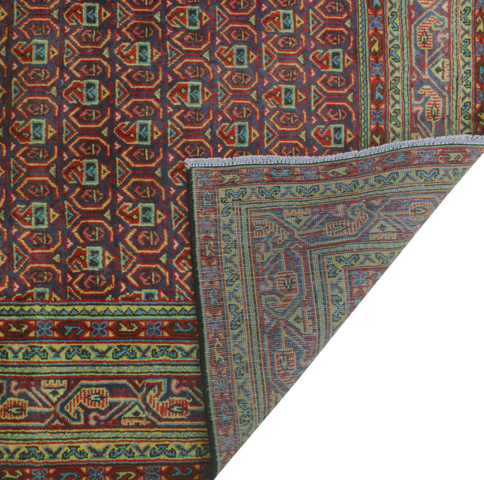Fine Vintage Distressed Ghulam Blue/Red Rug, 7'0x10'2