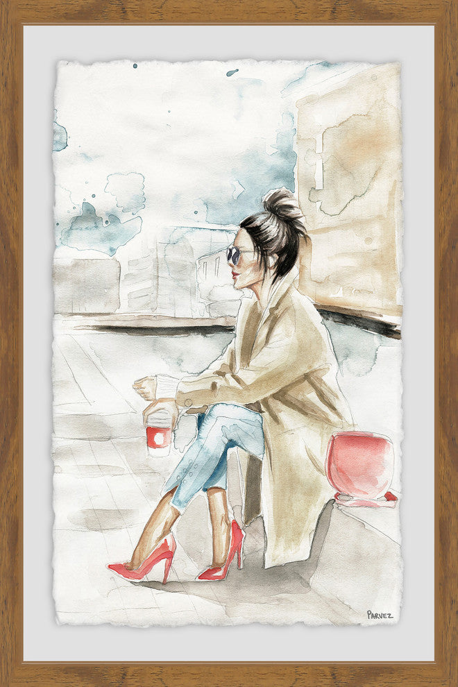 "Printed Pink Heels" Framed Painting Print, 24"x36"