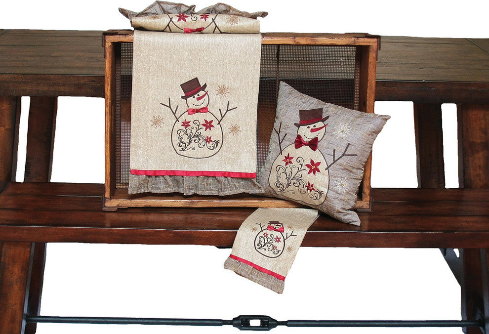 Snowman Embroidered Collection Table Runner, 13x72