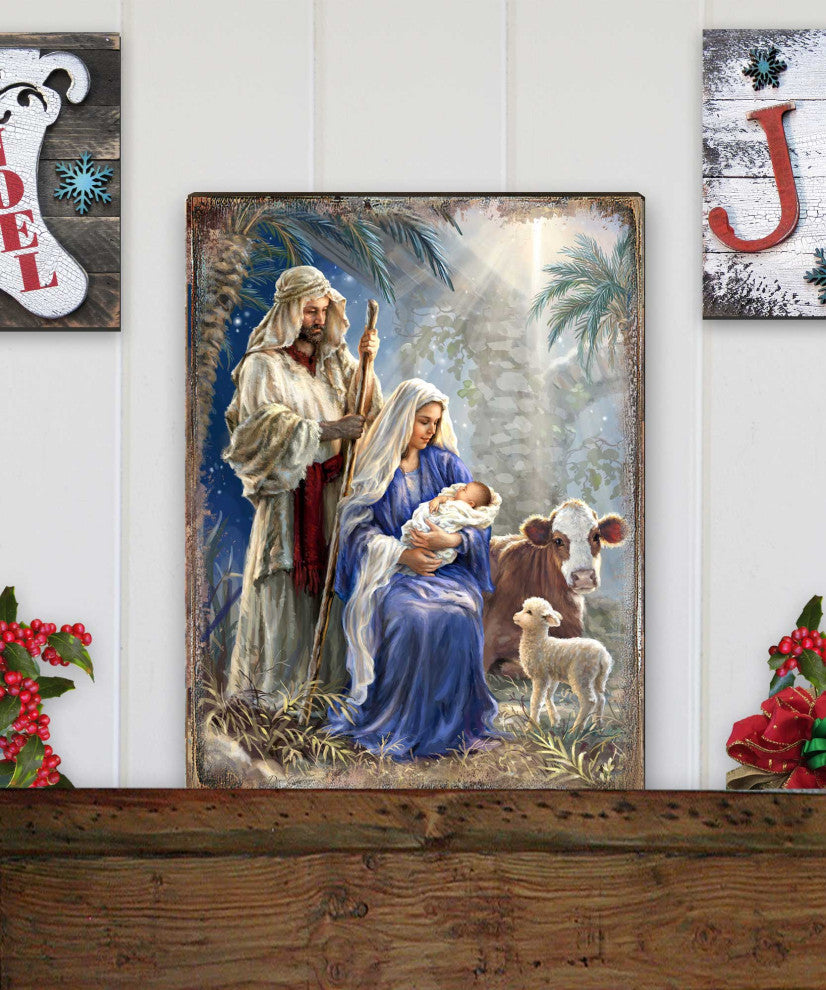 Holy Night Wooden Block, 12 X 9