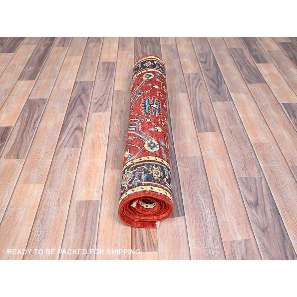 Barn Red, Serapi Heriz Design, Soft Wool Hand Knotted Oriental Rug, 2'10"x4'7"