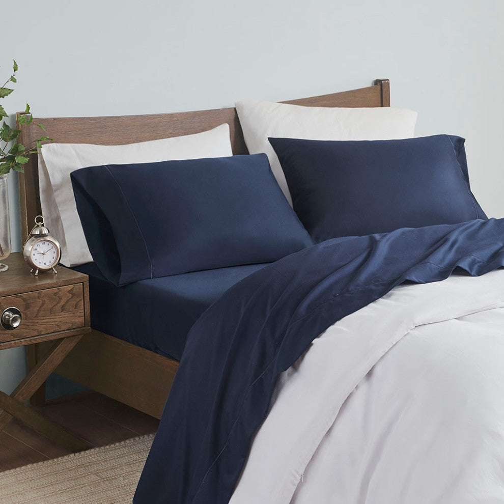Beautyrest 600 Thread Count Cooling 4-Piece Sheet Set, Navy Blue, King
