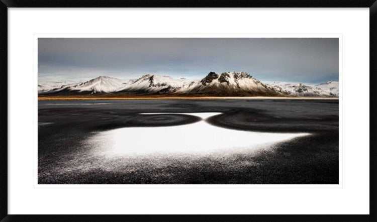 "Iceland First Snow" Framed Digital Print by Liloni Luca, 38x22"