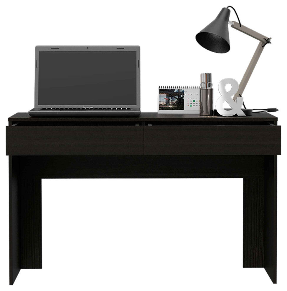 Tampa Computer Desk Two Drawers, Black Wengue