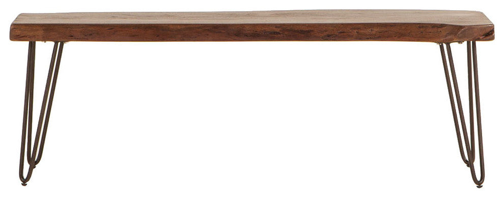 Grandby 54-Inch Acacia Wood Live Edge Dining Bench in Walnut Finish