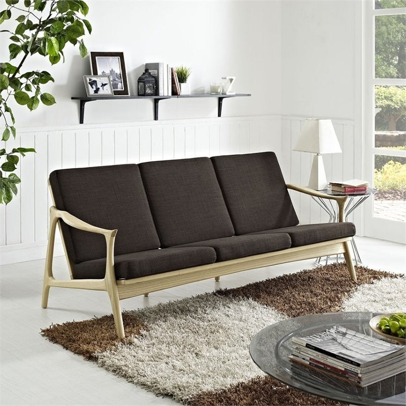 Modern Contemporary Sofa, Chocolate Fabric
