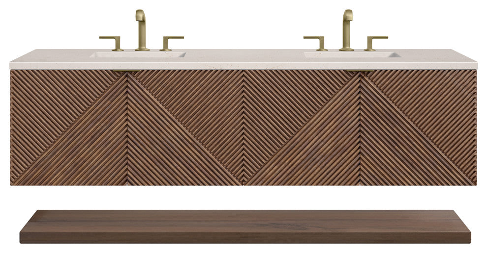 Marcello 72" Double Vanity, Chestnut, Eternal Marfil