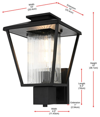 Home Living 10" Outdoor Wall Sconce, Black