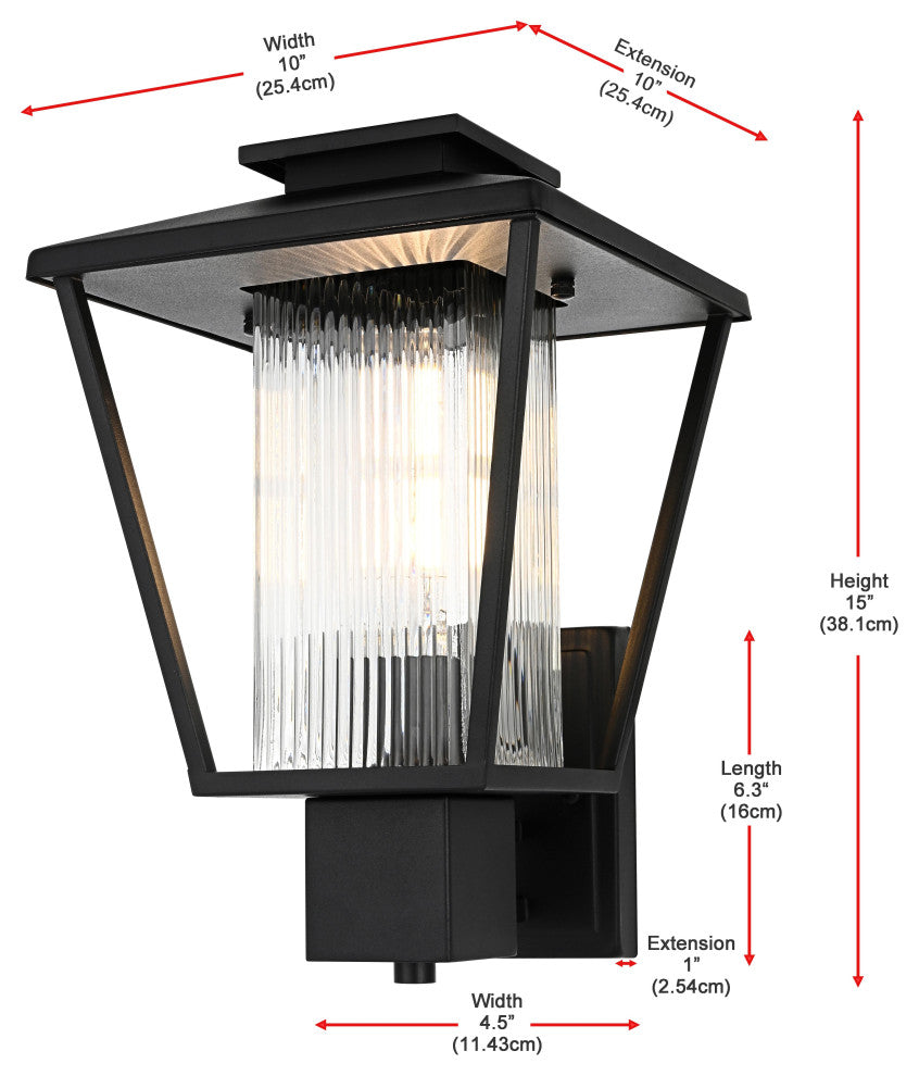 Home Living 10" Outdoor Wall Sconce, Black