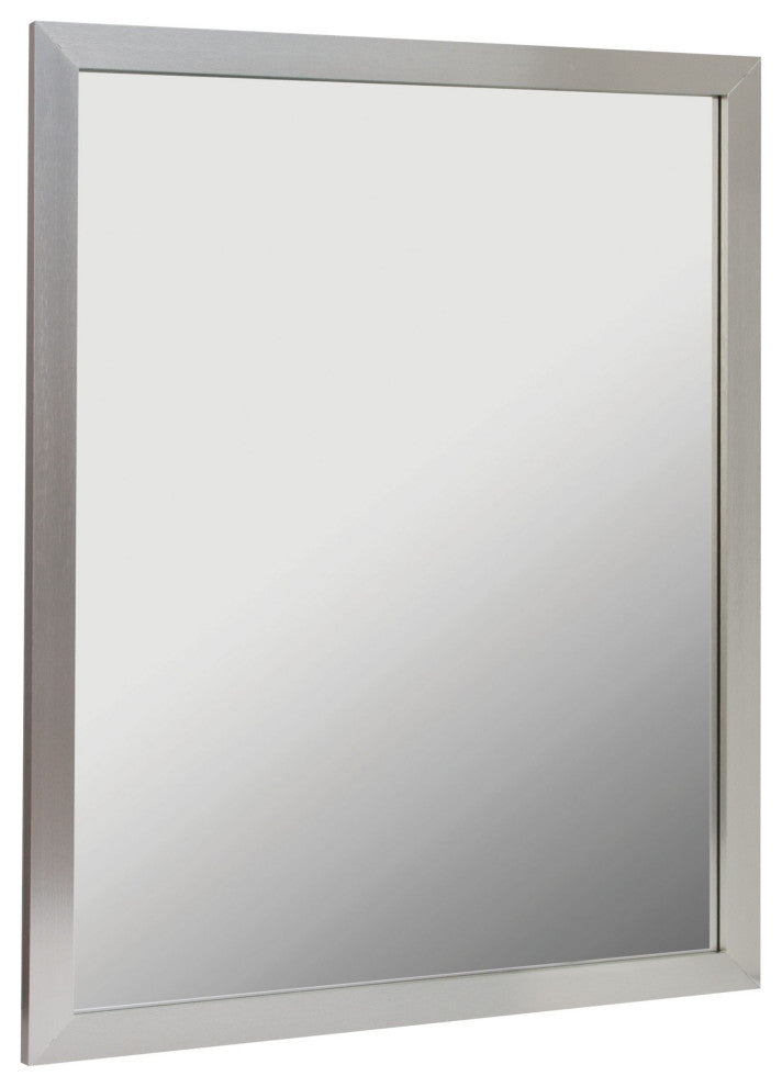 Rectangular Aluminum Framed Wall Mounted Bathroom Mirror, Brushed Nickel, 30" X 36";