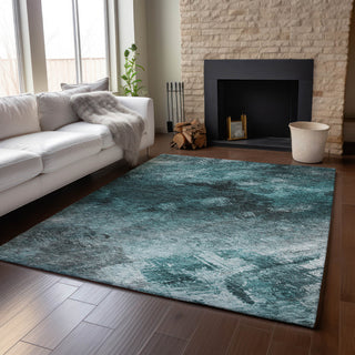 Premium Machine Washable Mayfield AMF590 Teal 3' x 5' Rug