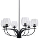 Cavella 6 Light Chandelier, Matte Black Finish, 6" Smoke Bubble Glass