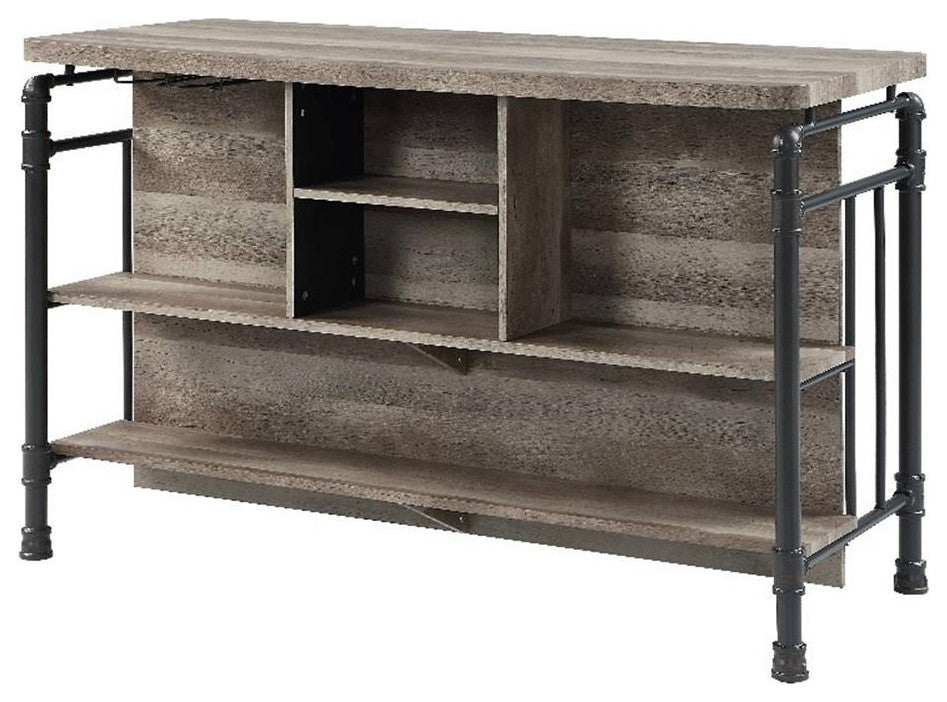 ACME Edina Wooden 5 Shelves Kitchen Island in Antique Oak and Sandy Gray