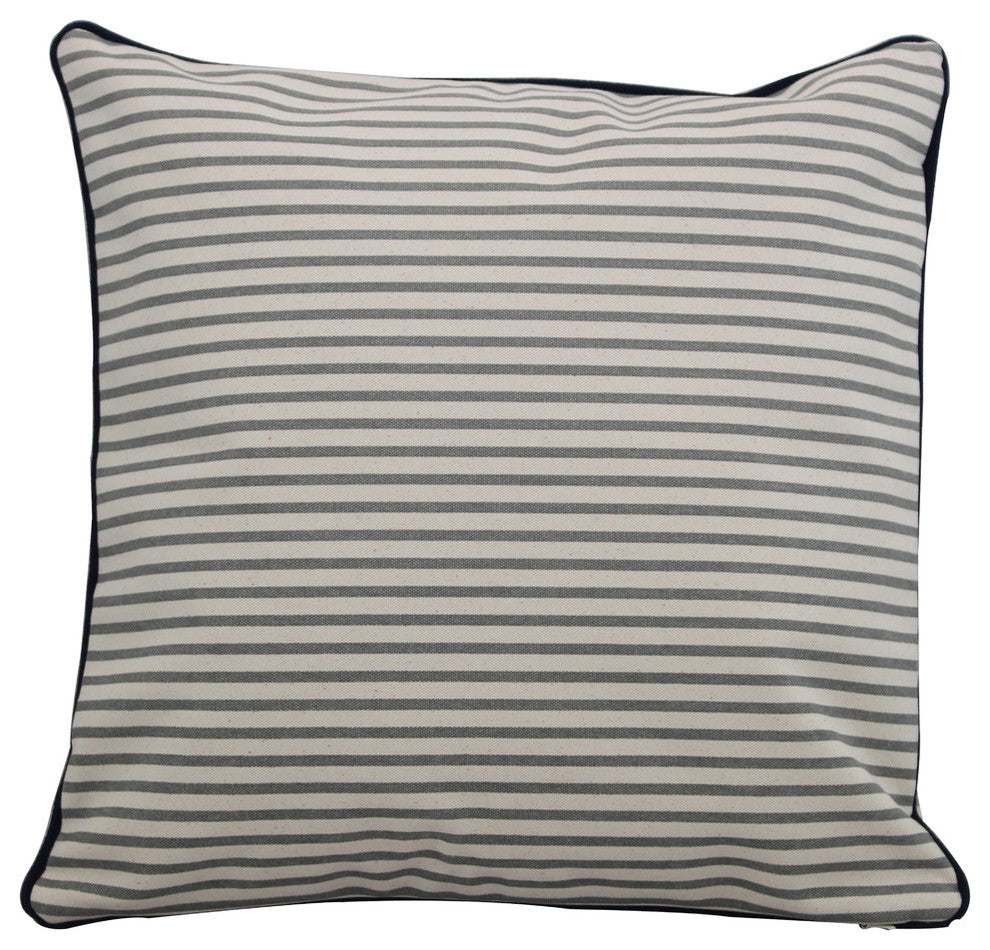 Monogrammed Pillowcase Gray Stripes 16", Electric Blue Thread, Arial Font, C
