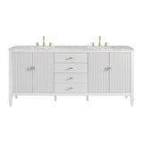 Myrrin 72" Double Vanity, Bright White, 3 CM Victorian Silver Top