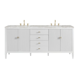 Myrrin 72" Double Vanity, Bright White, 3 CM Victorian Silver Top