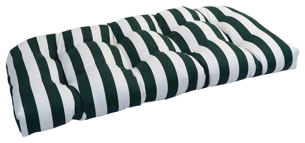 42"X19" U-Shaped Patterned Polyester Tufted Settee/Bench Cushion, Hunter Stripe