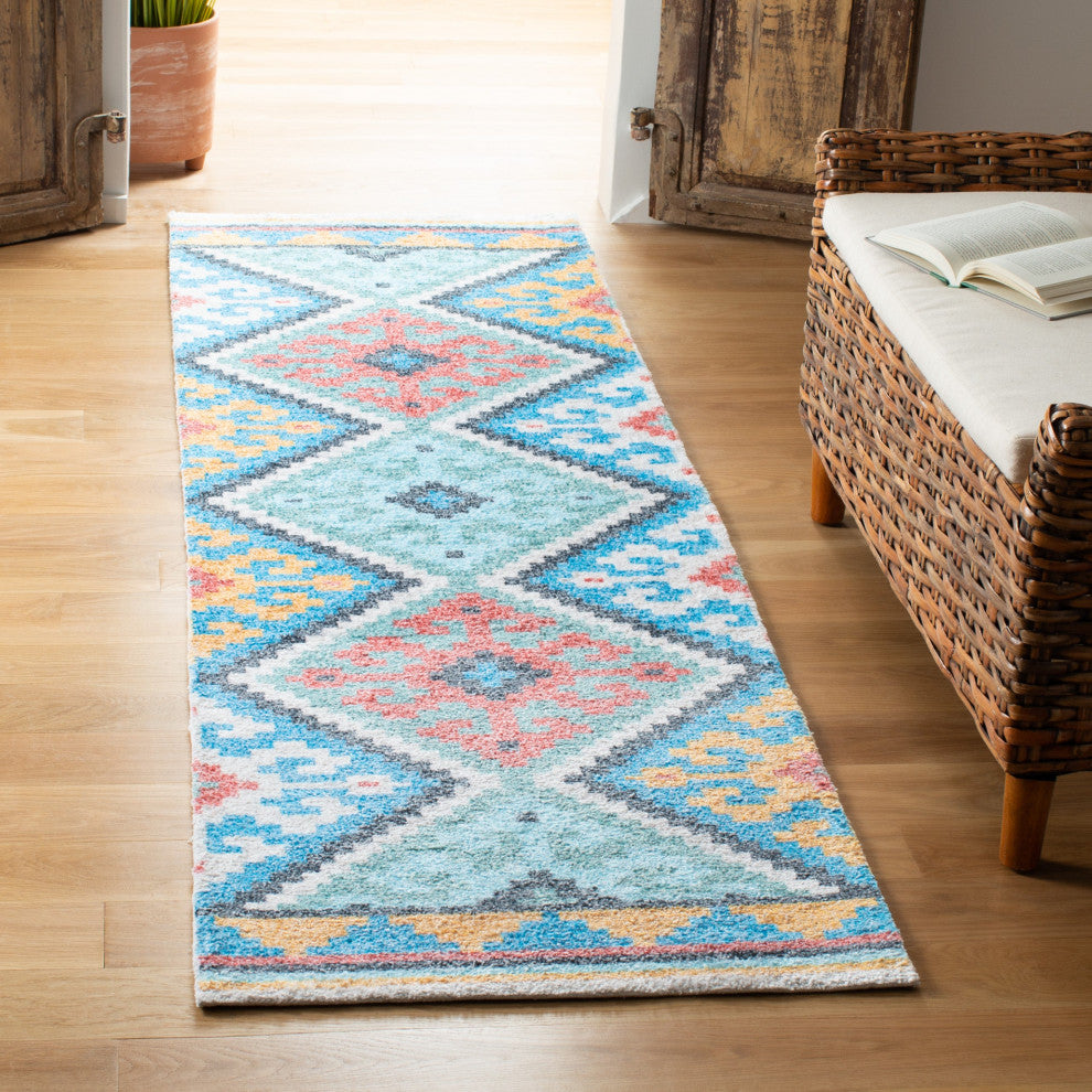 Safavieh Saffron Sfn560M Southwestern Rug, Blue and Aqua, 3'0"x5'0"
