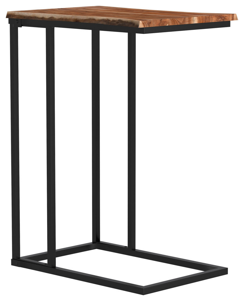 Rustic Industrial Solid Wood Accent Table, Natural