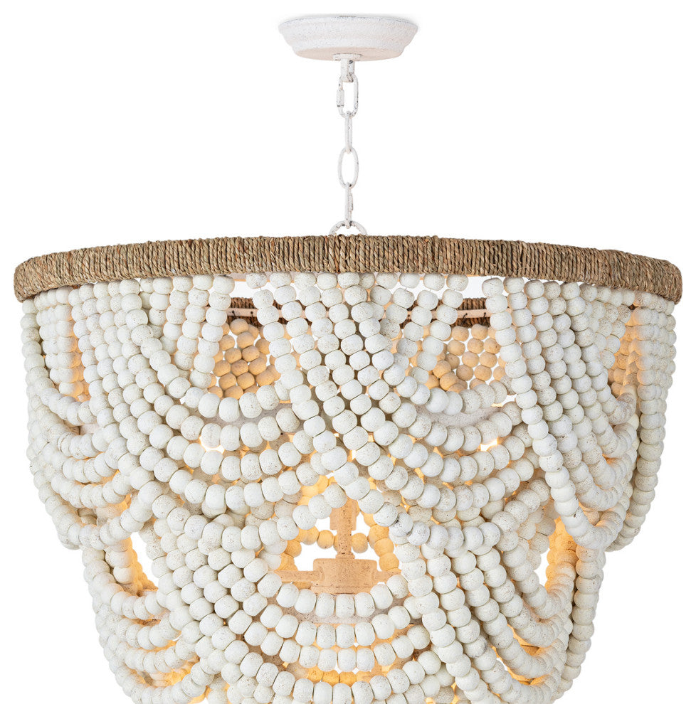 Regina Andrew Lorelei Wood Bead Chandelier, White