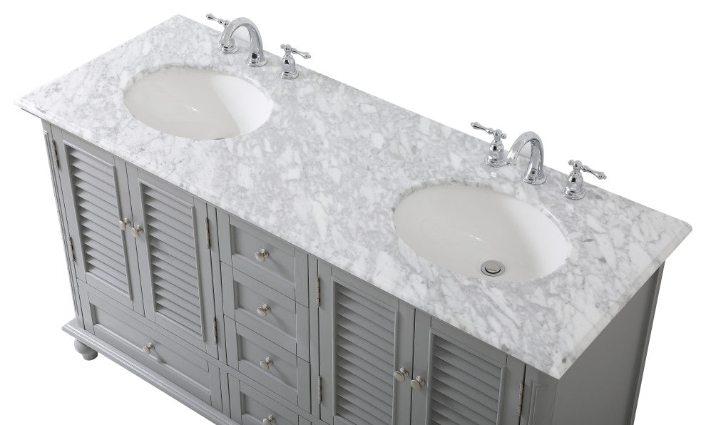 Rhett 60" Double Bathroom Vanity, Gray