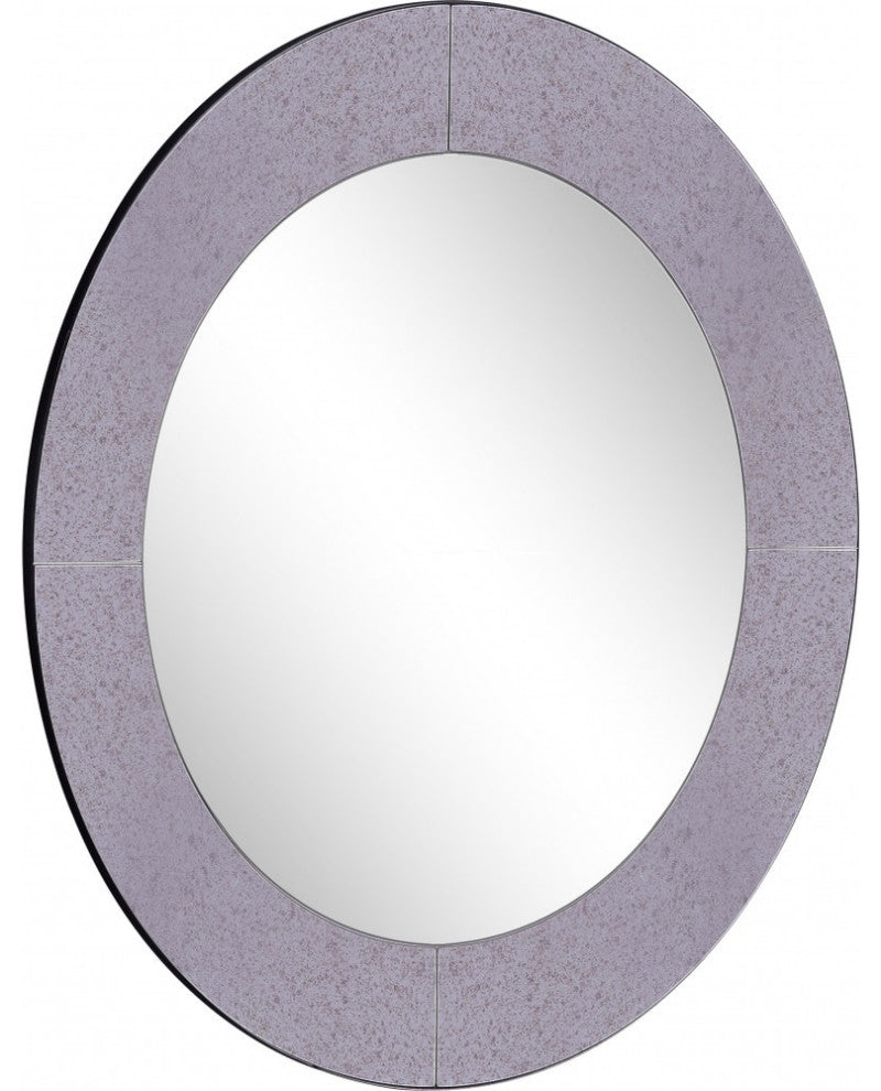 Gray Round Accent Glass Mirror