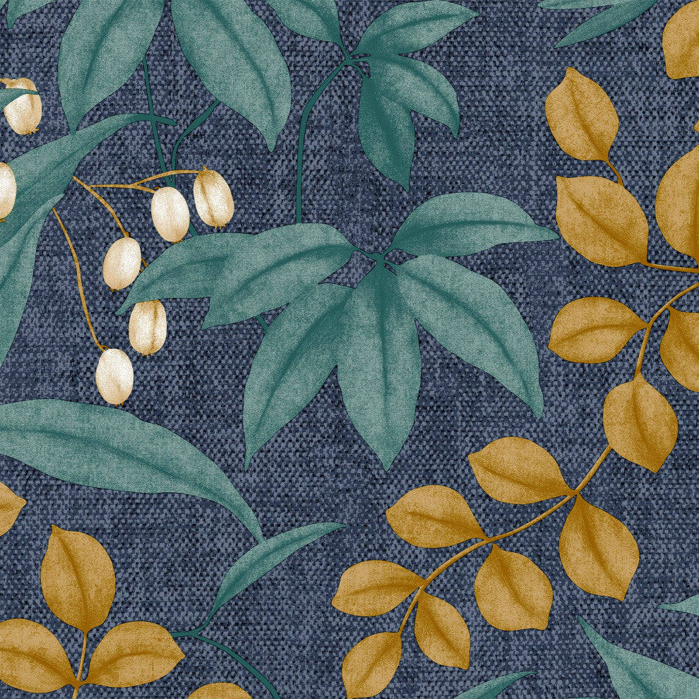 Superfresco Easy Persephone Wallpaper, Navy and Ochre