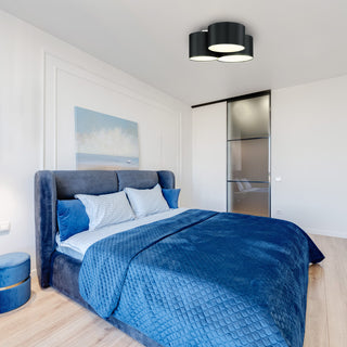 Pastore 2, 3 Light Ceiling Light, Black Finish, Black /White Fabric Shades