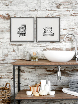 Old Washer Diptych, 2-Piece Set, 24x24 Panels