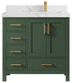 Malibu 36 Right Offset Bath Vanity in Lafayette Green 2" Calacatta Laza