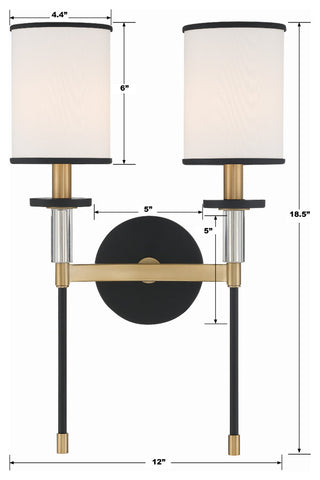 Hatfield 2-Light Black Forged/Vibrant Gold Wall Mount