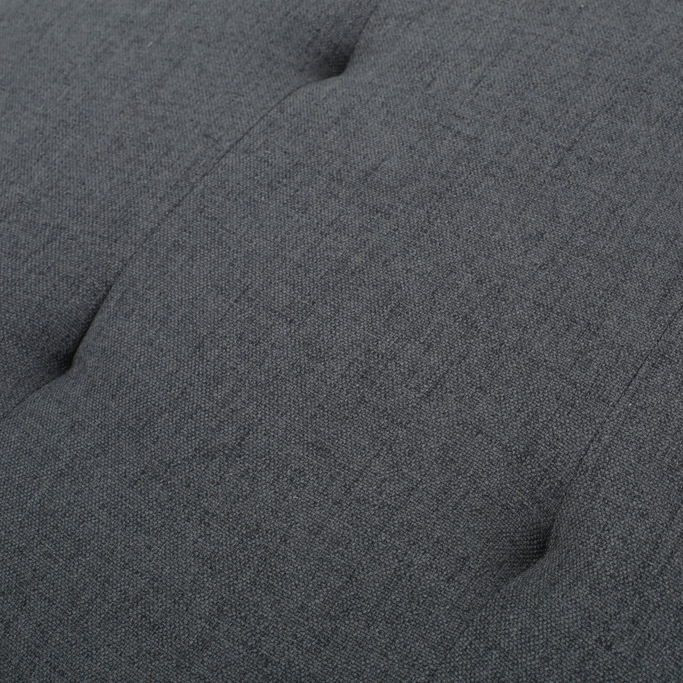 GDF Studio Carolina Tufted Cover Fabric Storage Ottoman, Dark Gray