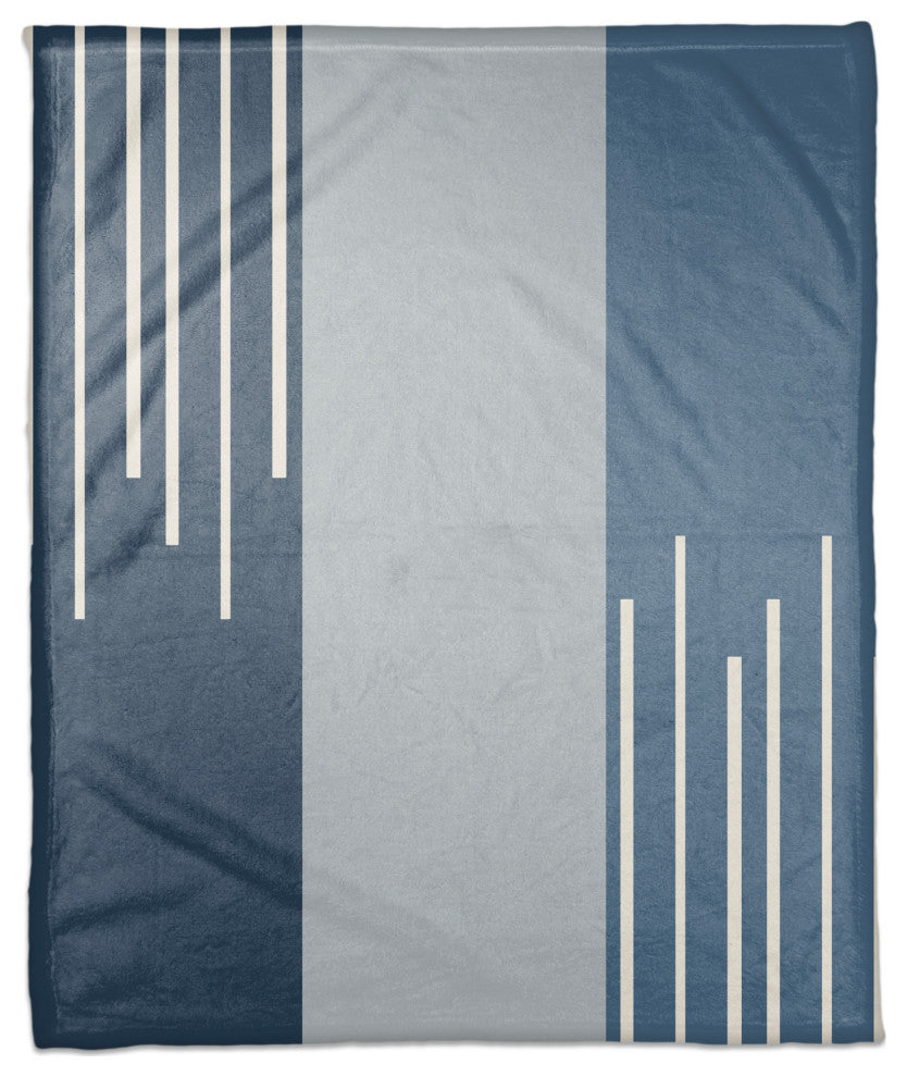 Blue Blocks and Stripes 50x60 Coral Fleece Blanket