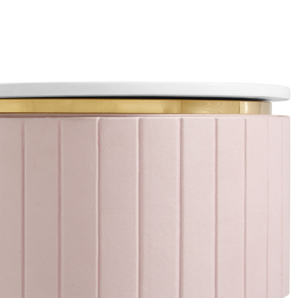 Console Entry Table Sideboard, Pink White, Velvet, Modern, Mid Century Lounge