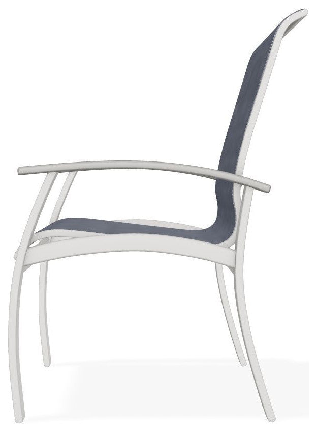 Belle Isle Sling Outdoor Dining Chair, Augustine Denim/Snow