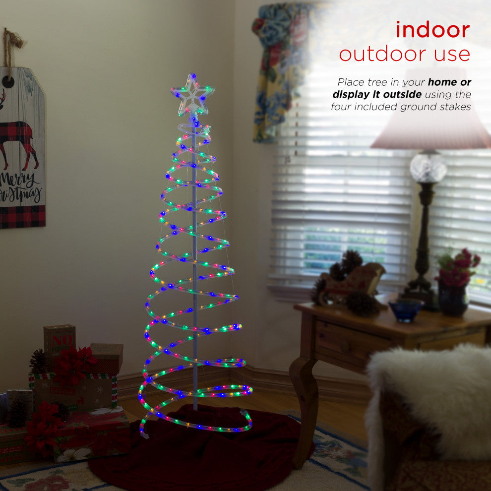 Spiral 5 Foot Christmas Tree with Multicolor LED Lights