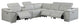Federico 6-Piece L-Shaped Top Grain Italian Leather Sectional, Light Gray