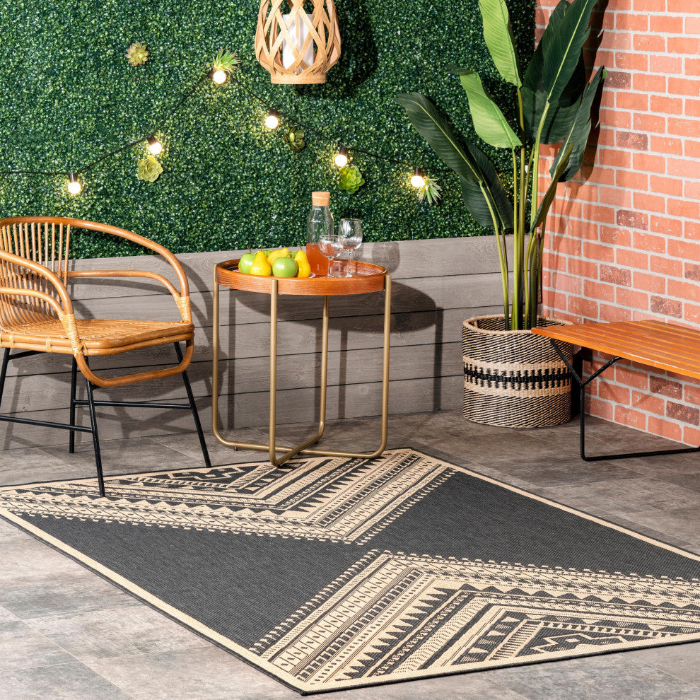 Nuloom Landry Aztec Indoor/Outdoor Contemporary Area Rug, Charcoal 4'x6'